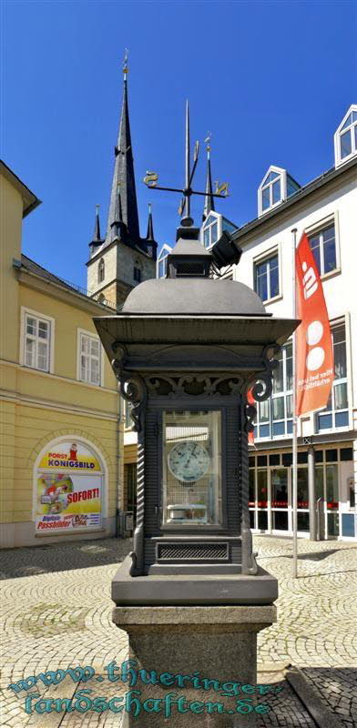 Wetteruhr & Johanneskirche Saalfeld